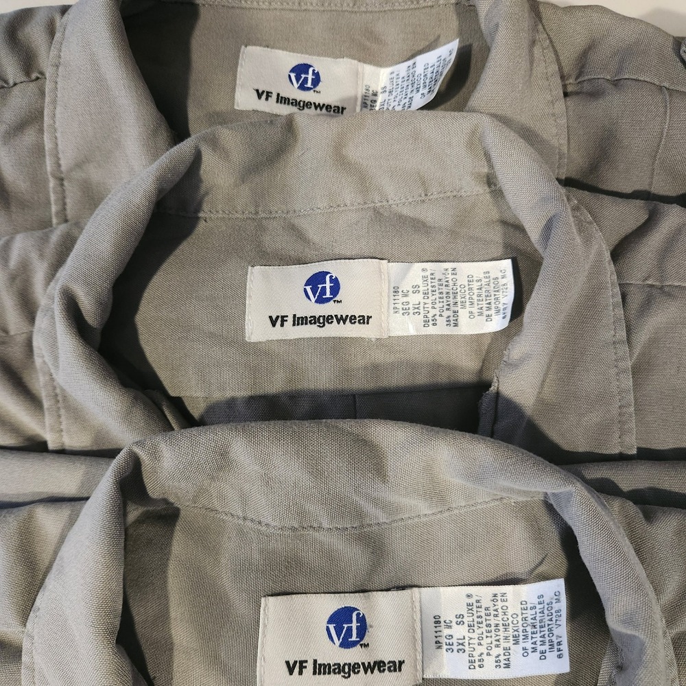 Lot of 3 VF‎ Imagewear Uniform Work Shirts Men's 3XL Gray Short Sleeve Collared